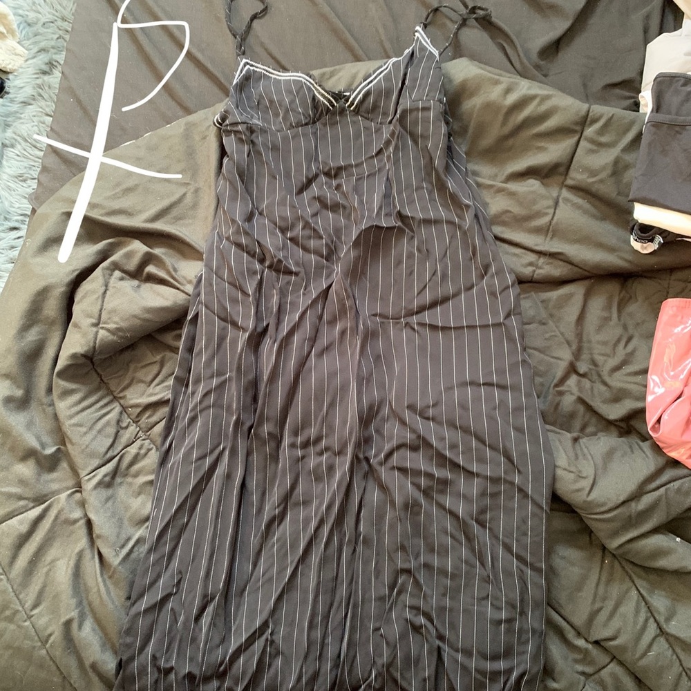 Zara black and white striped bias dress